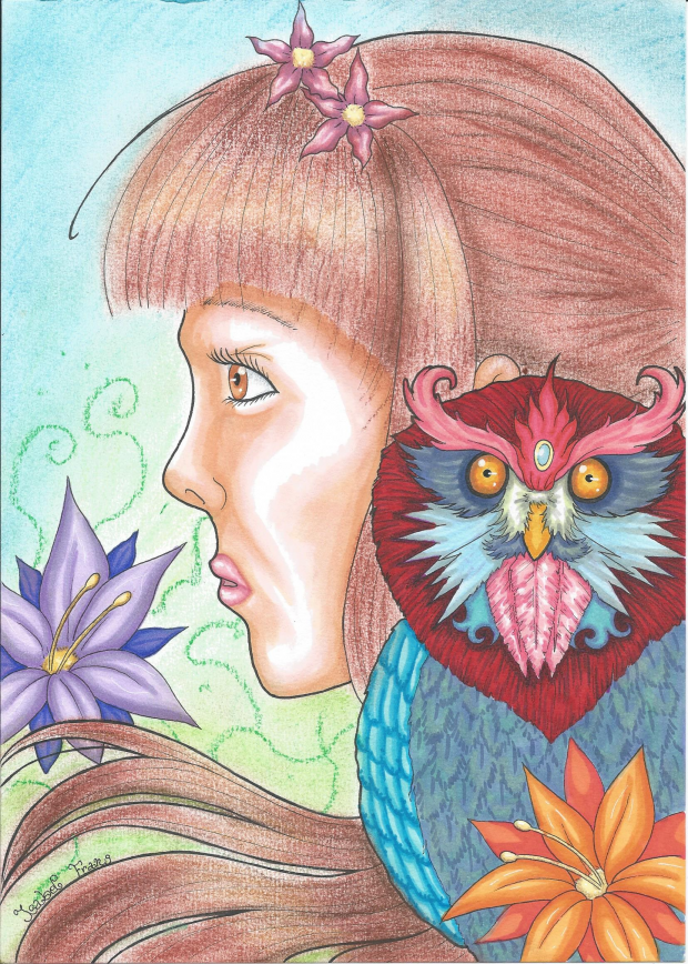 Fantasy girl and owl