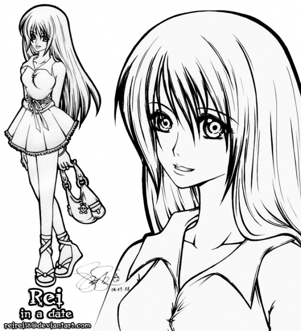 Rei in a date lineart