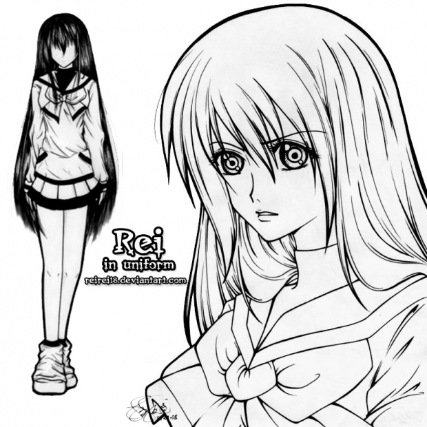 Rei in uniform lineart