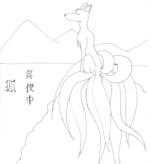 Midnight Kitsune -- Lineart