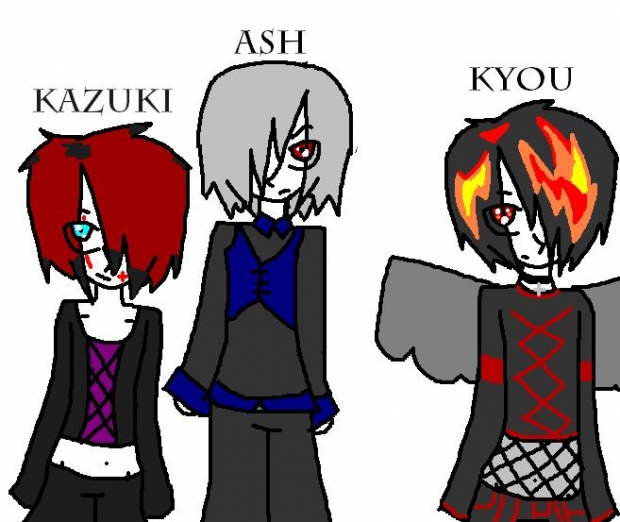 Kazuki, Ash, and Kyou