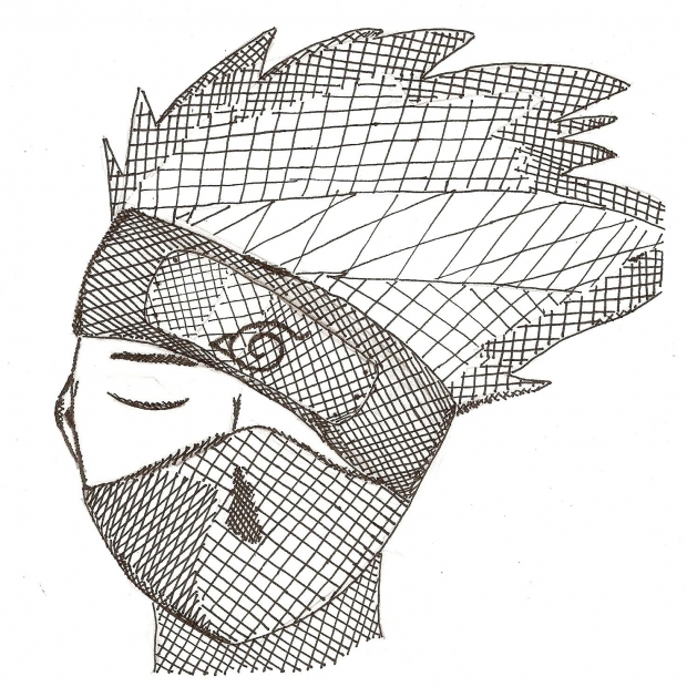 Kakashi Hayate, pen and ink drawing