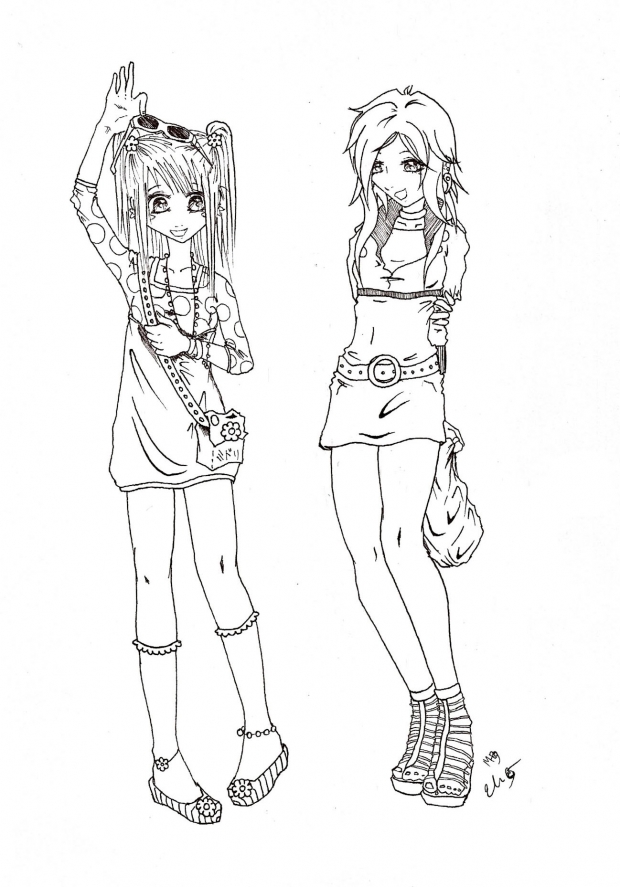 Midori and Takara - modern wear!