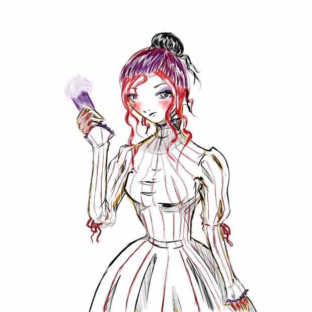 Victorian girls scribble