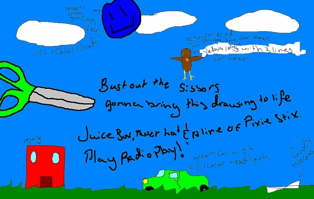 Juice Box,Paper Hat and a line of pixie stix