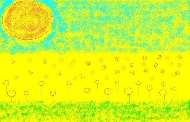 Big sun small flower suns