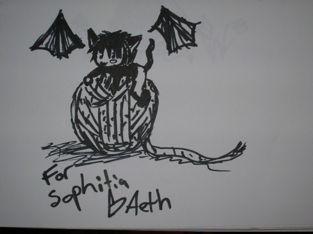 black kitty boy with devil wings!