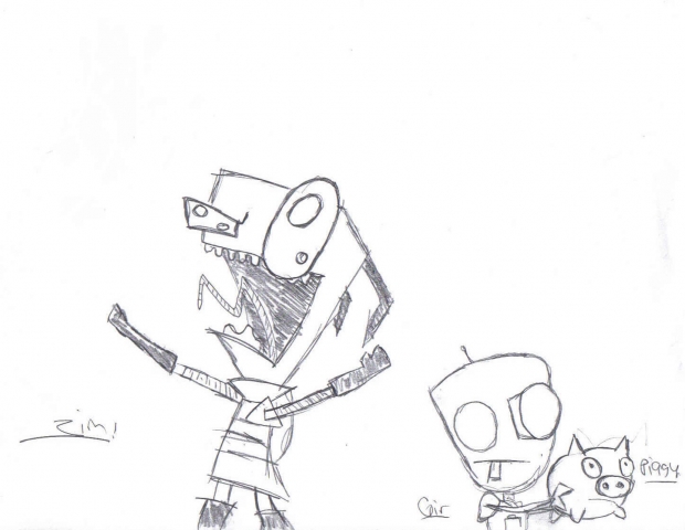 Zim,Gir,and Piggy