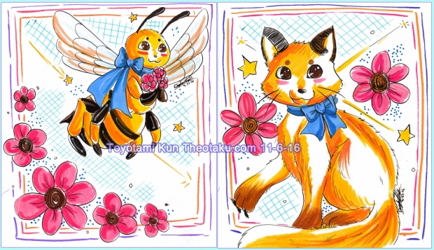 A Bumble bee and  a Fox.