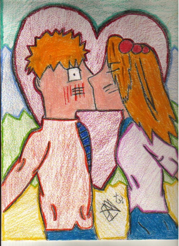 I DREW A PIC OF ME AND NARUTO KISSING!!!!  CONTEST comme and enter