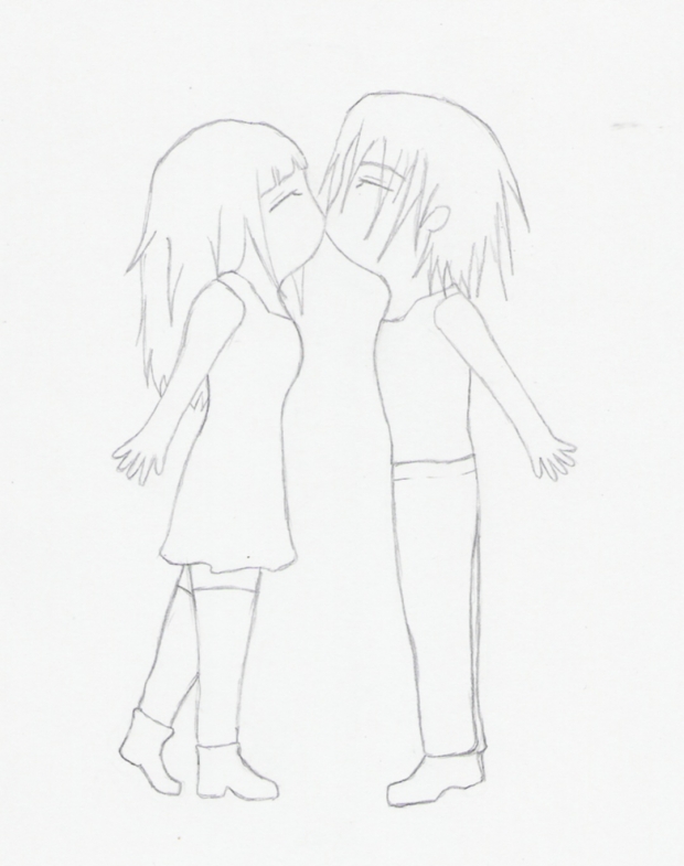 Lilah and Rouen--Chibi Love Lineart