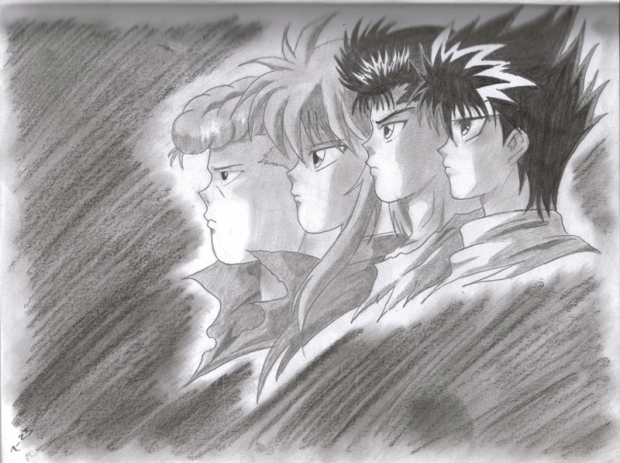 Kuwabara, Kurama, Yusuke, and Hiei