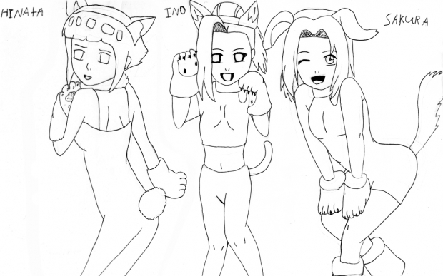 Sakura,Ino & Hinata (line art)
