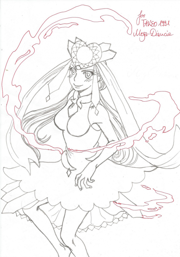 Mega-Diancie - lineart