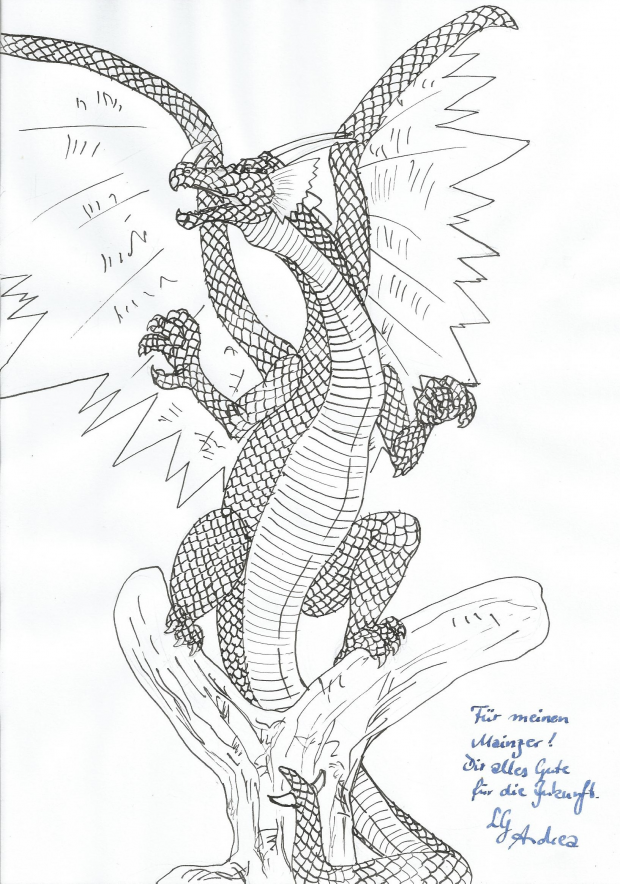 Soaring dragon - lineart