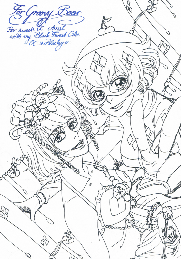 Amal and Blacky lineart