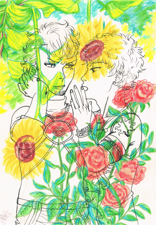 Roses and sunflowers