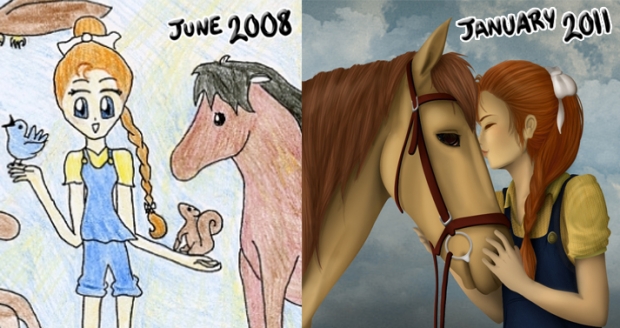Before and After: Ann and a Horse.