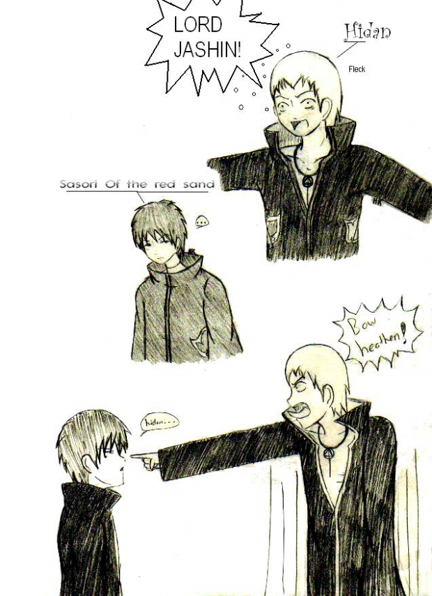 Hidan and Sasori drawn in a moving car.