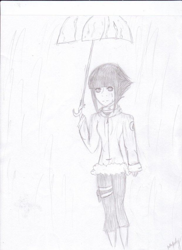 hinata in the rain