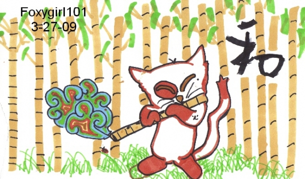 Fire cat and bamboo flutes