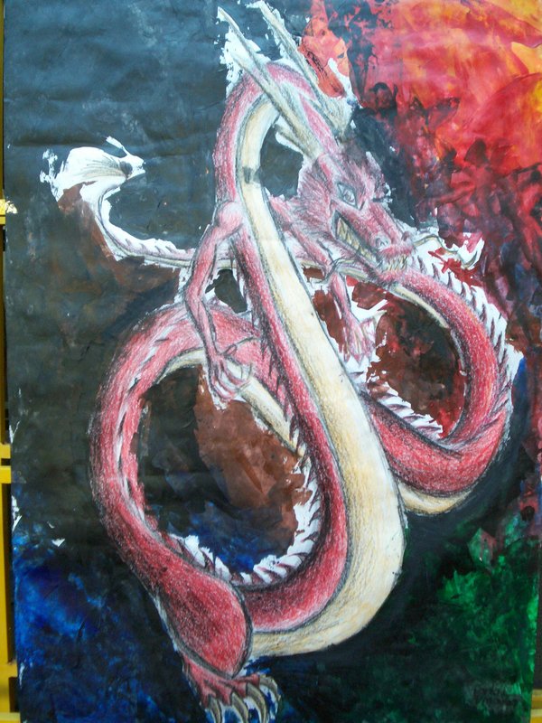 red chinese dragon poster