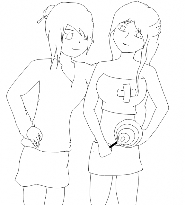 Kazumi and Mikoto Lineart