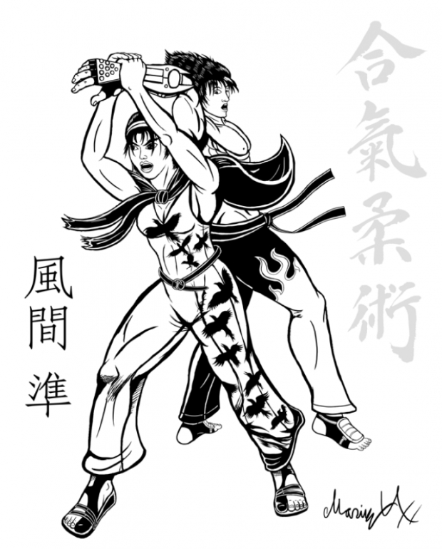 Jun Kazama doing Shiho-nage on Jin Kazama Inked
