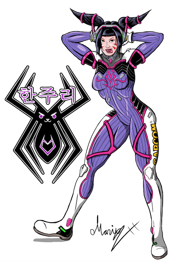 Juri Han cosplays D.va Colored