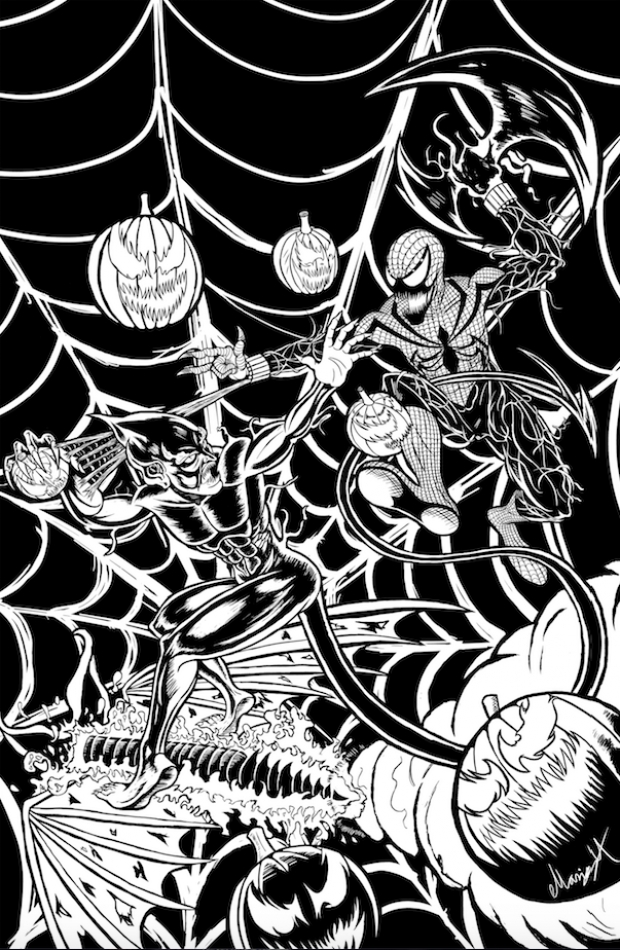 Red Goblin vs Spider-Carnage inked
