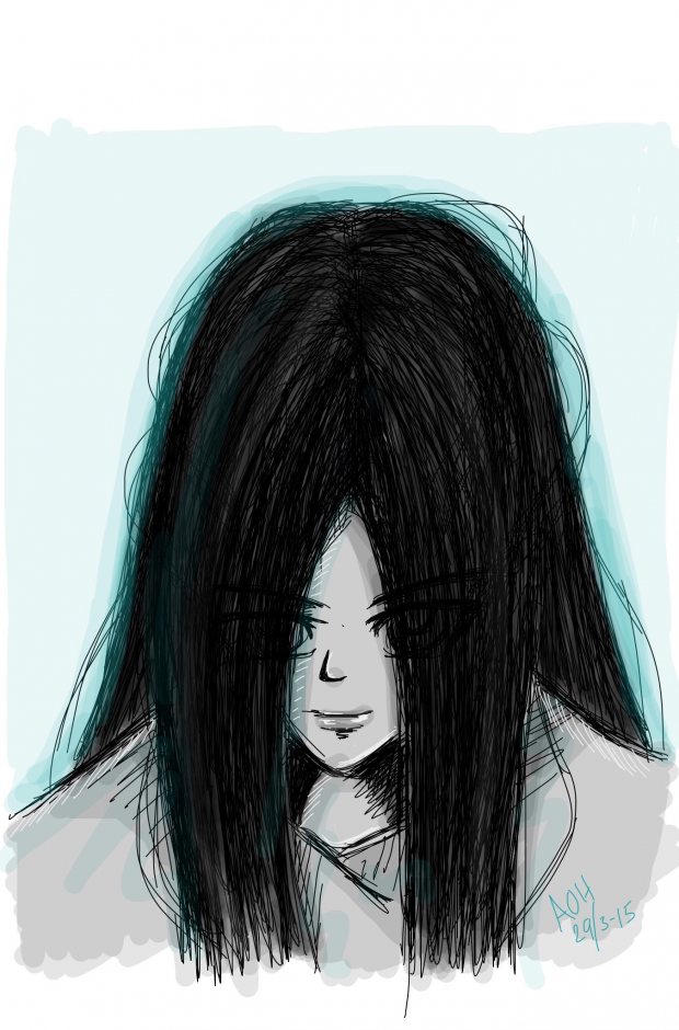 Sketch - Black Haired Girl - Close Up