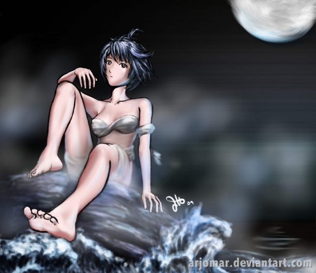 ayanami rei - bandaged, moonlit