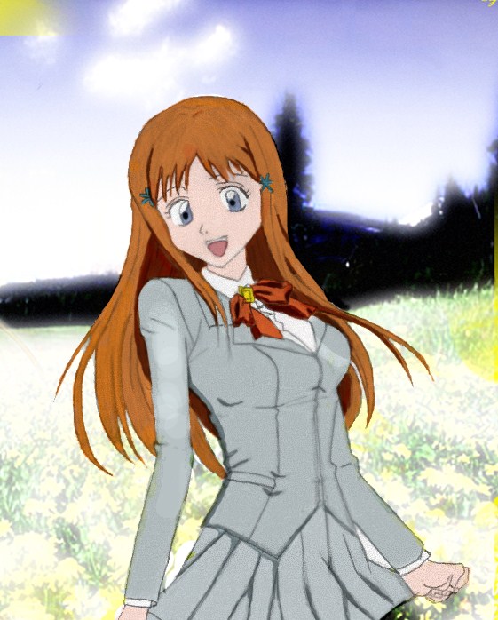Orihime drawing (coloured with background)
