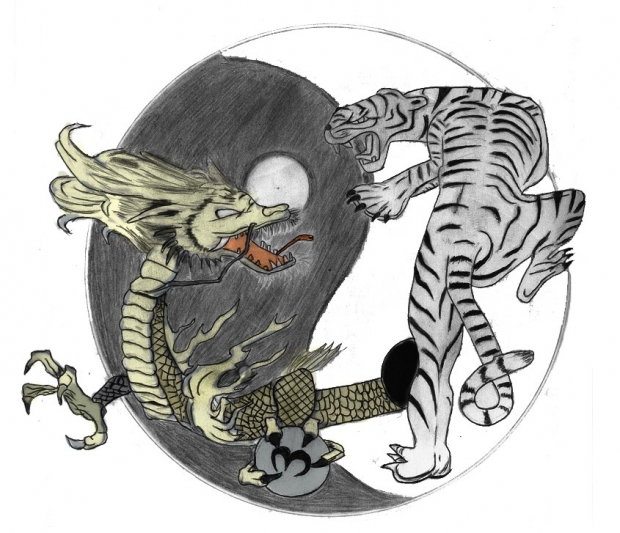 ying yang(Dragon and Tiger)coloured!