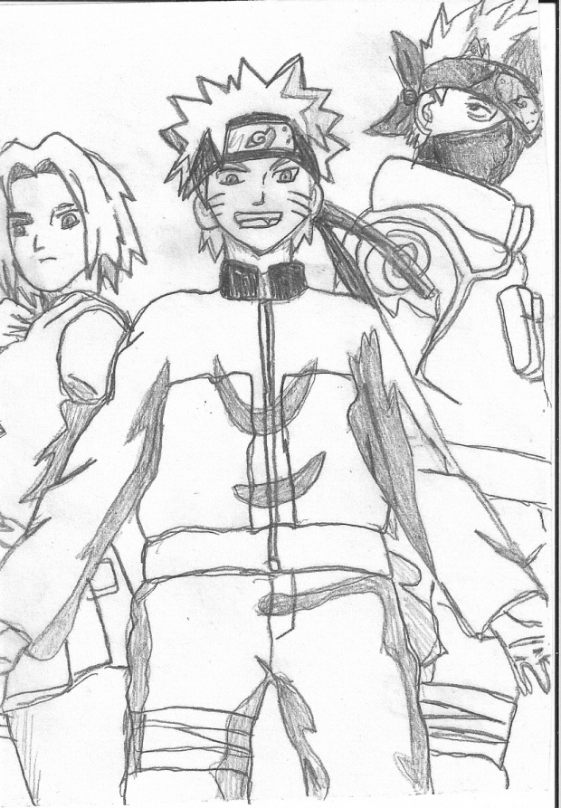 Naruto , Sakura, and Kakashi