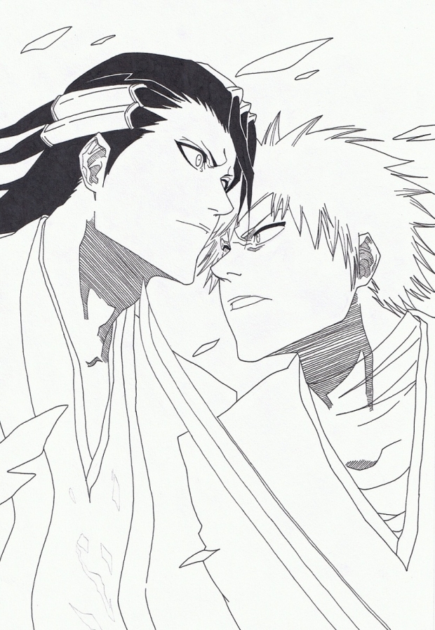 Byakuya vs Ichigo - Lineart