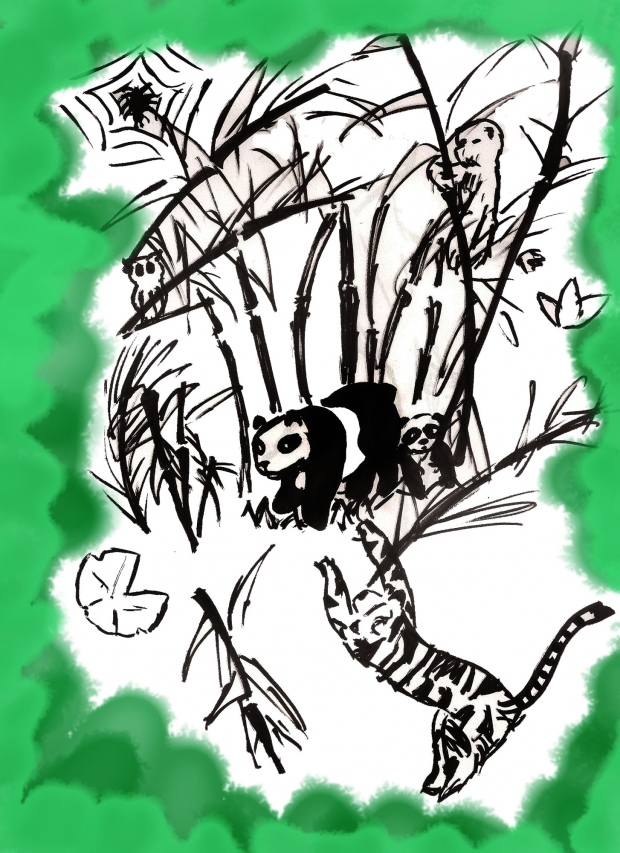 Panda Brush Painting