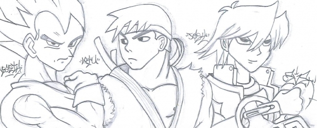 Vegeta, Ryu, and Joey