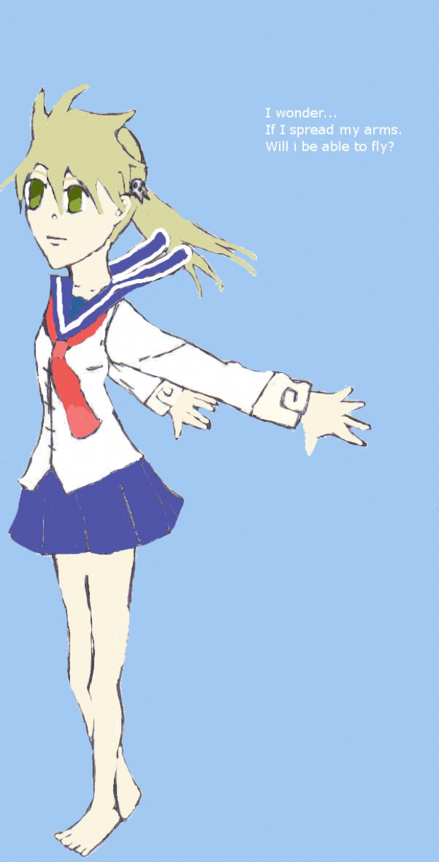 Maka in a school girl uniform