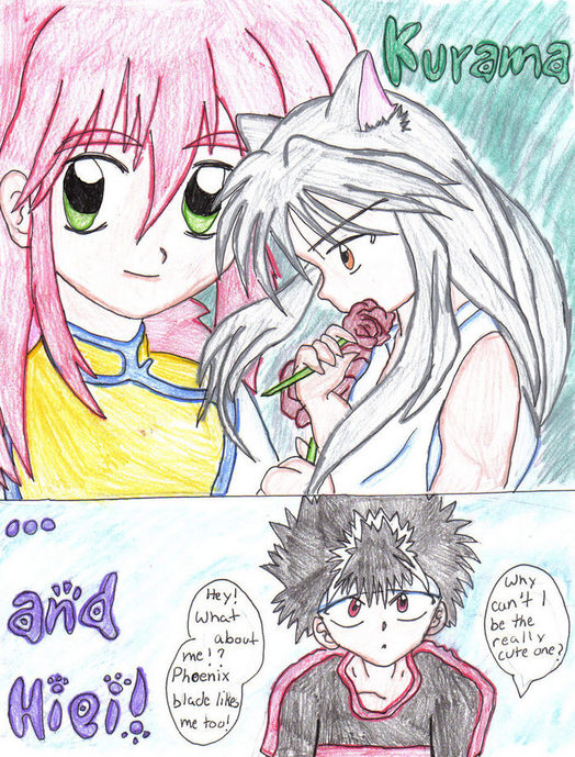 Kurama's Pose And Hiei's Jealousy