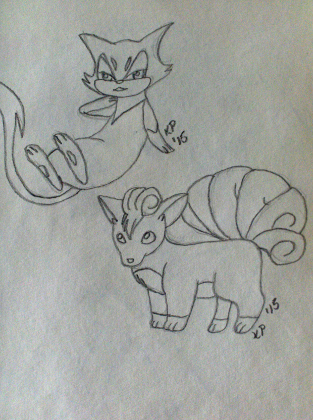 Purrloin and Vulpix