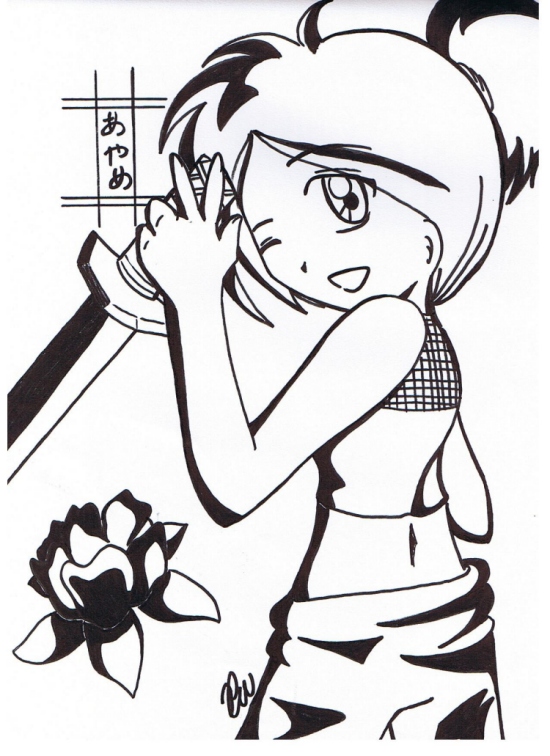 Ayame From Tenchu Drawn In Black Ma