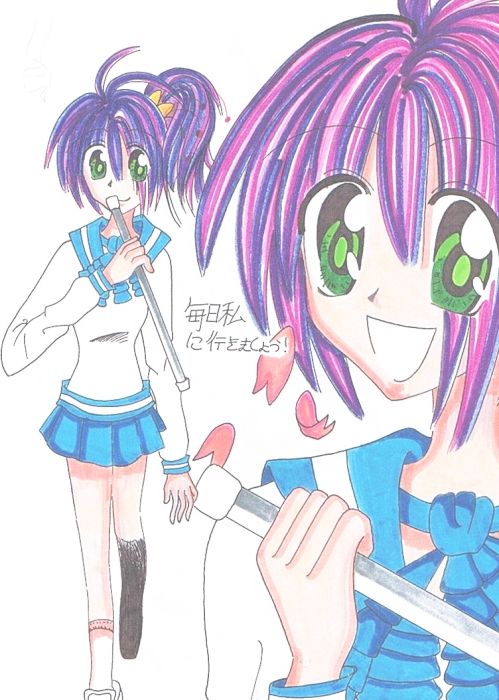 Purple-haired School Girl