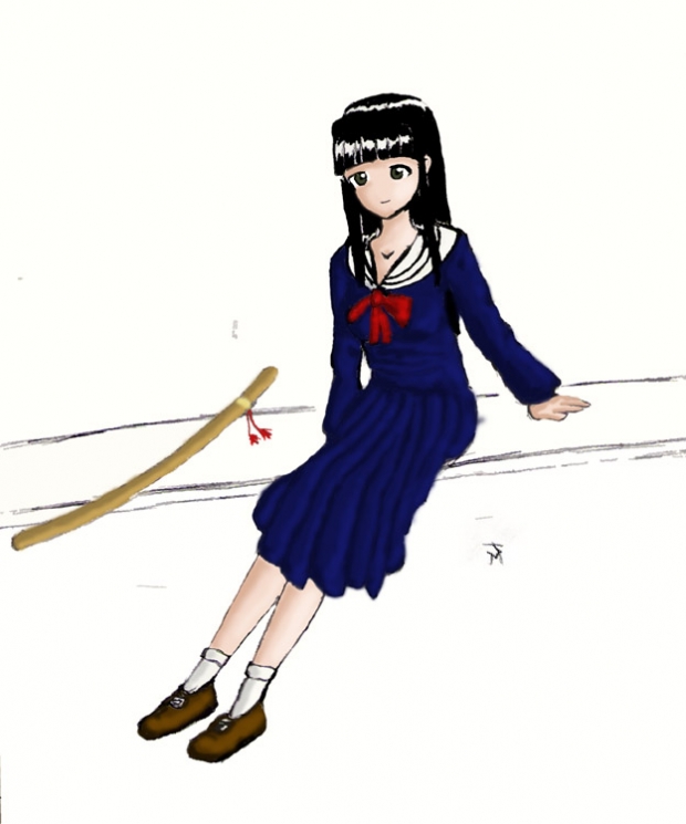 Motoko Sitting (Colored)