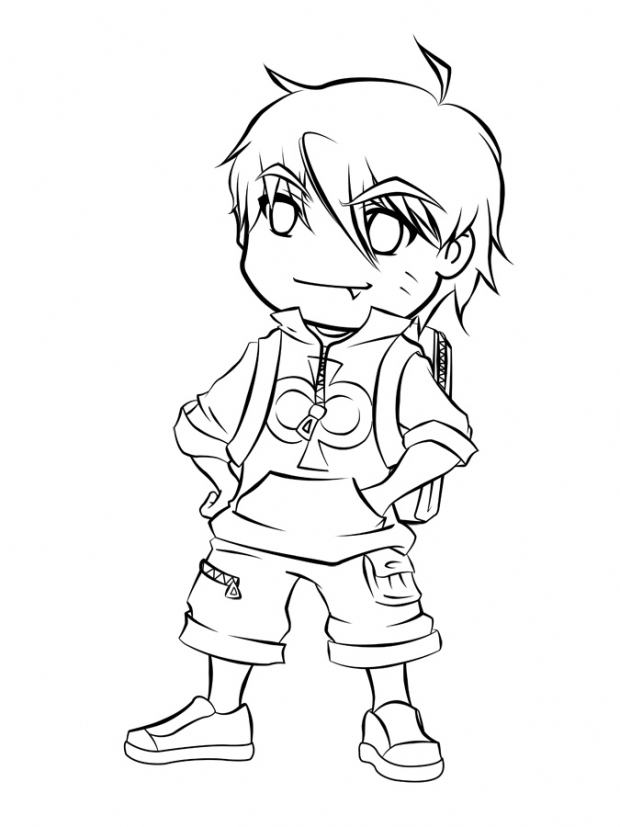 chibi kid lineart
