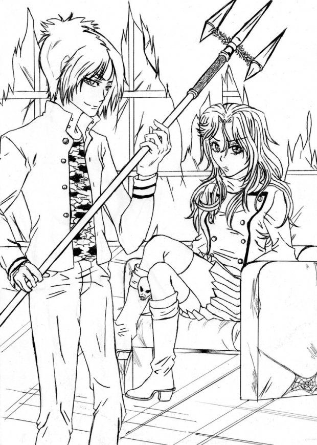 Mukuro and Tokio (Kokuyo Uniform[lineart])