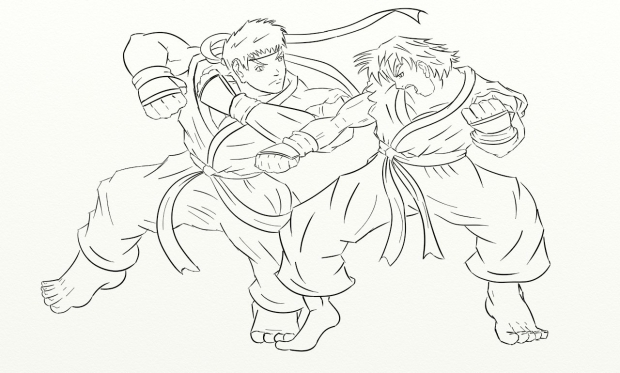 Ryu vs Ken Lineart