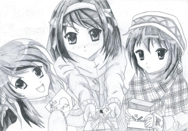 Haruhi, Yuki And Mikuru Christmas
