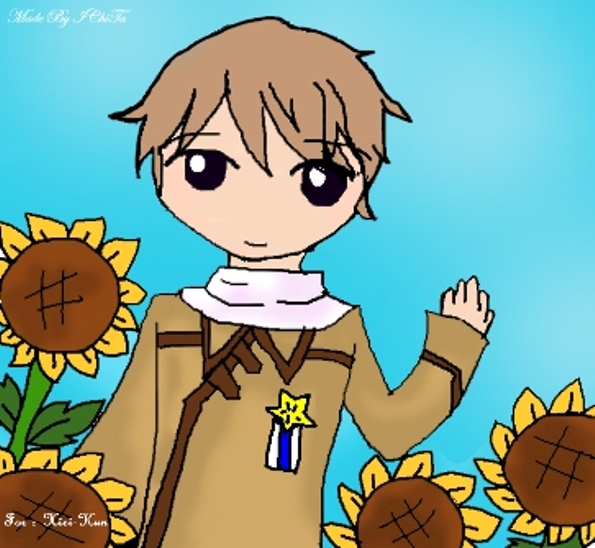 Russia and sunflowers in paint