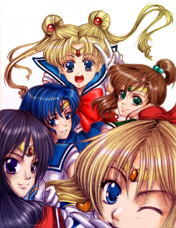 art collab: sailor moon group pic coloured